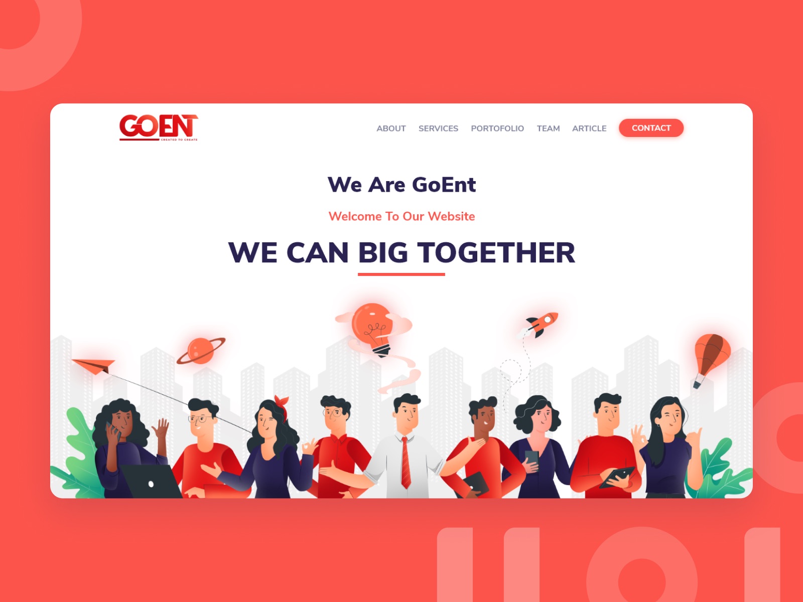 Go Entrepreneur Landing Page interface